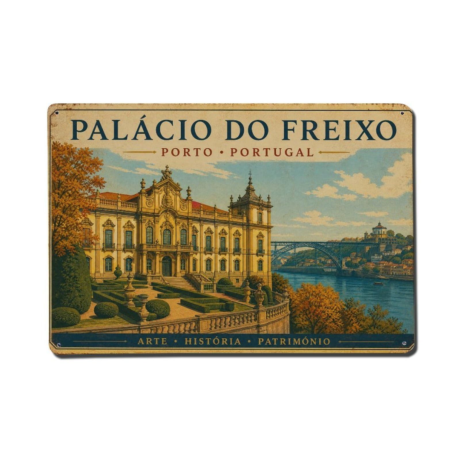 Vintage Travel Palacio Freixo Riverside Baroque Palace Metal Tin Sign
