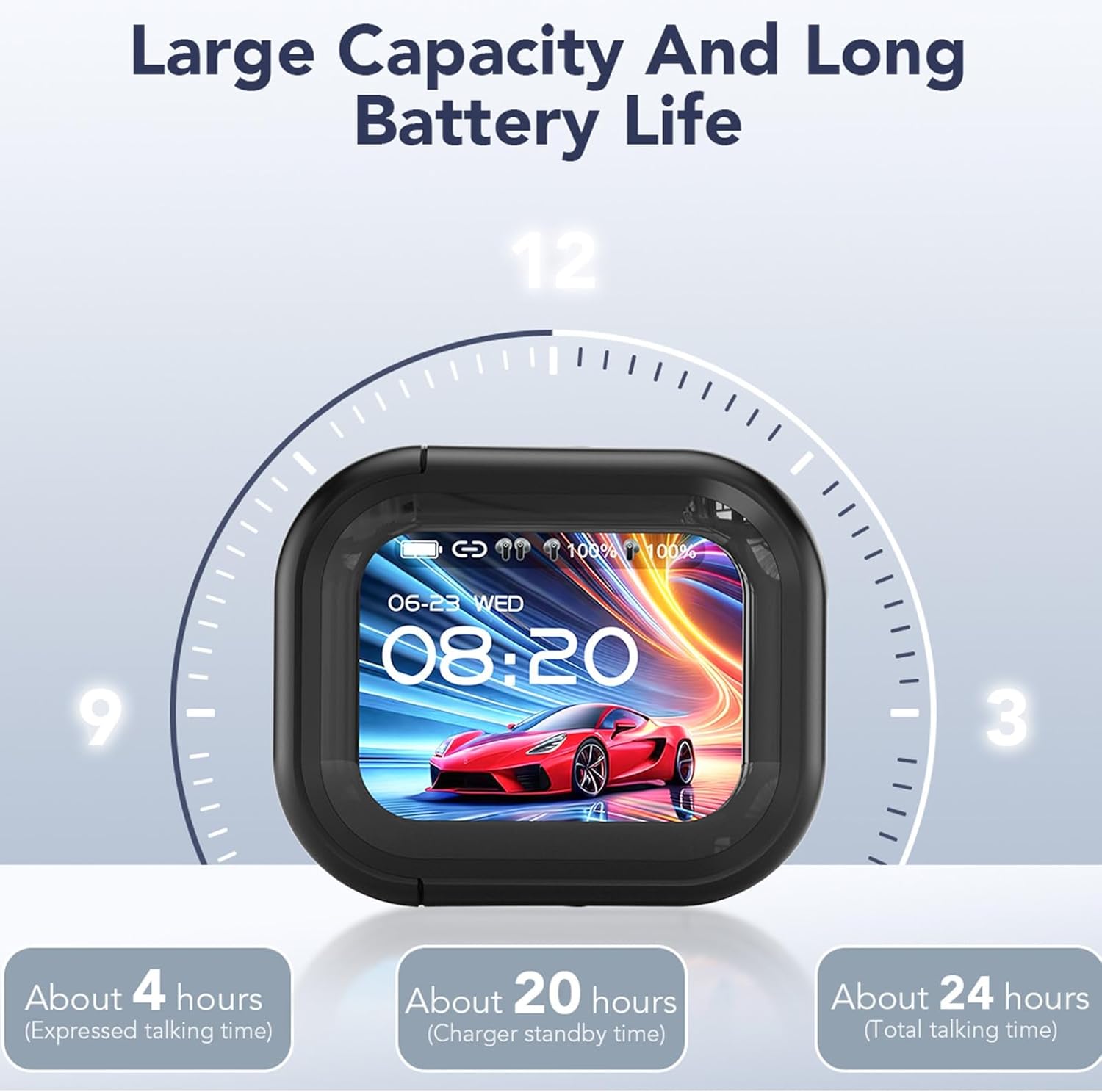 NE20 Earbuds, 2025 New NE20 AI Translation Earbuds in Real Time, Language Translator Headphones with LCD Touch Screen Audifonos Traductores Inglés Español Support 140 Languages for Travel White - Image 6