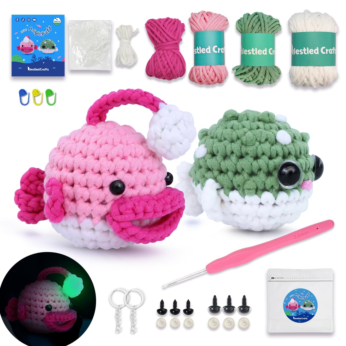 NestledCrafts Crochet Kit For Beginners - Amigurumi Animal Kit With Video Tutorials (RoBo)