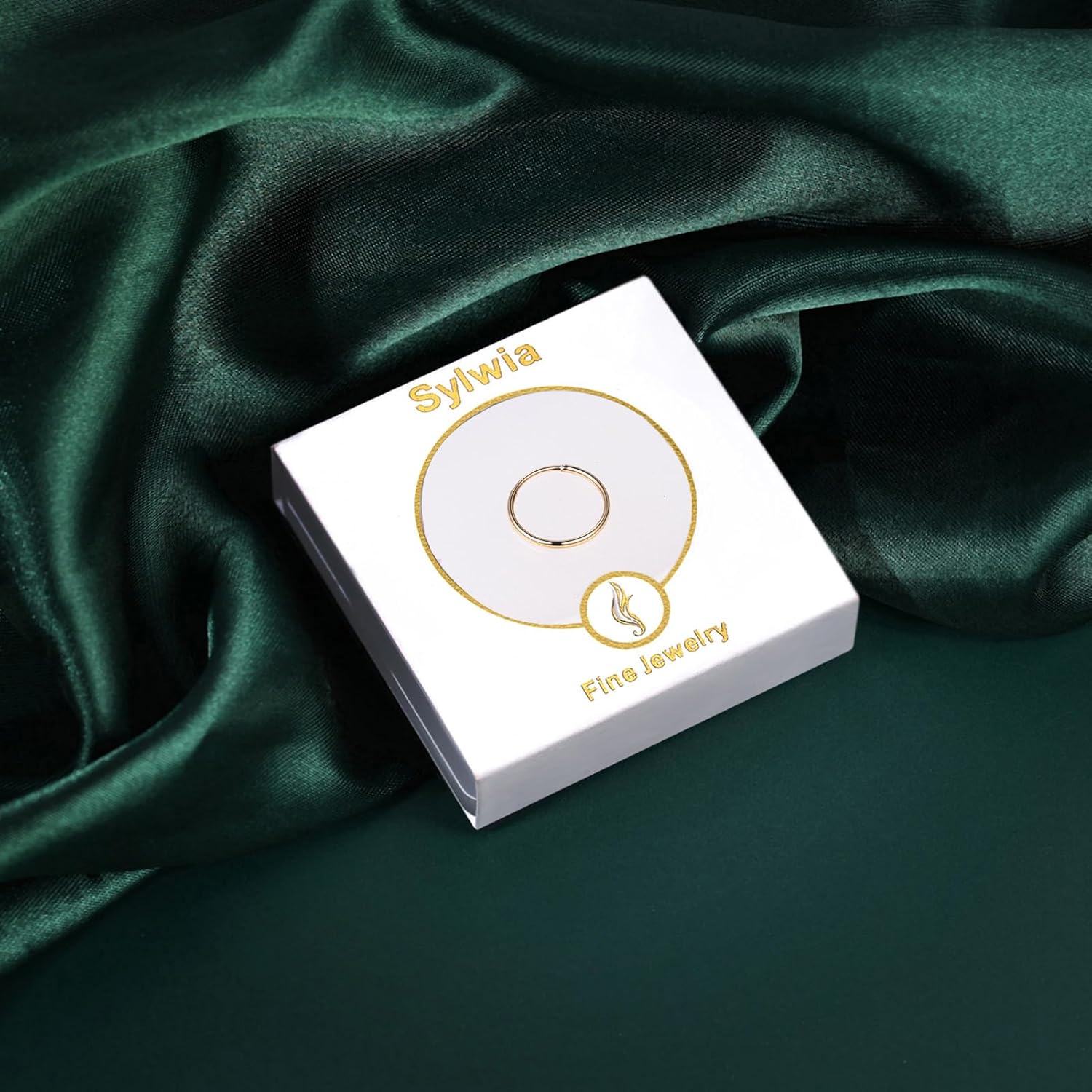 SYLWIA 22G 14K Gold Nose Ring - 8mm/10mm Real Gold Nose Hoop, Hypoallergenic Seamless Tiny Nose Rings for Women & Men - Image 7