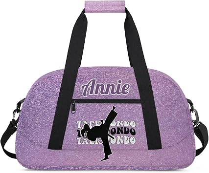 Taekwondo Custom Karate Sports Gym Bag for Girls Boys, Overnight Duffel Bags Cheerleader for Kids Personalized Dance Bag, Gymnastics Duffel Bag