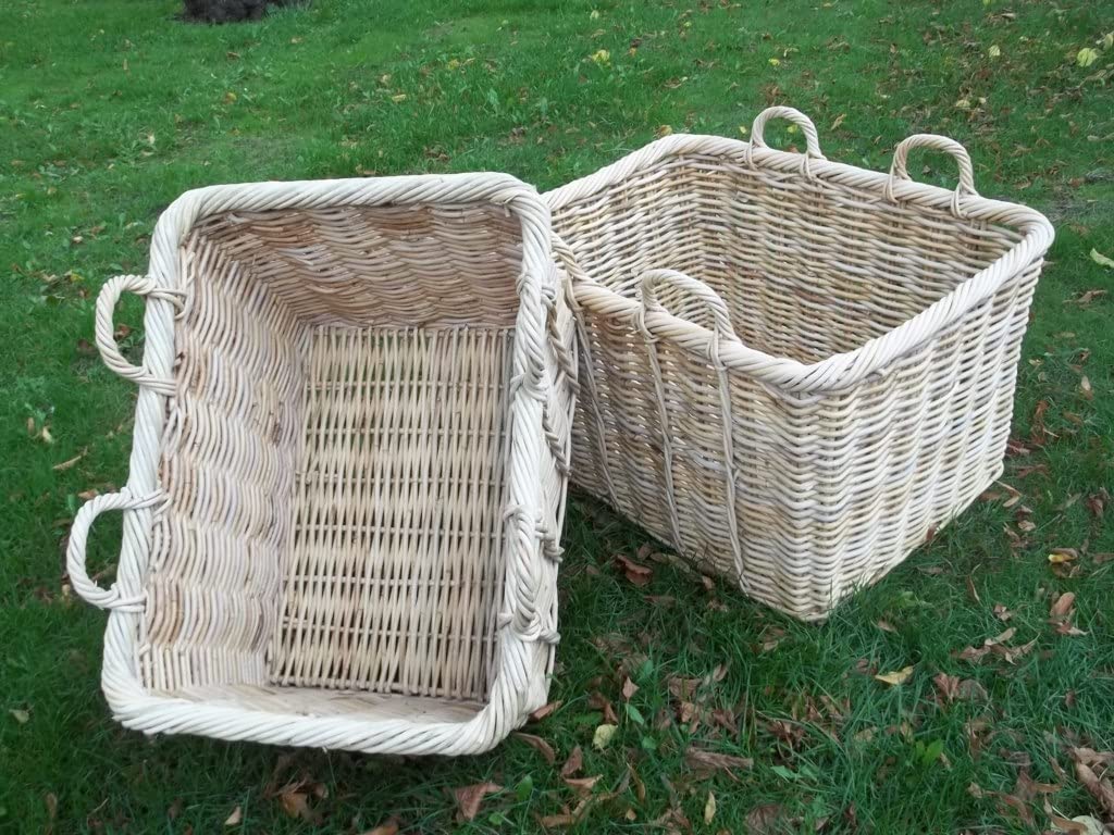 Kaminkorb, Holzkorb, Erntekorb aus Boondot (Rattan) hell naturfarbig