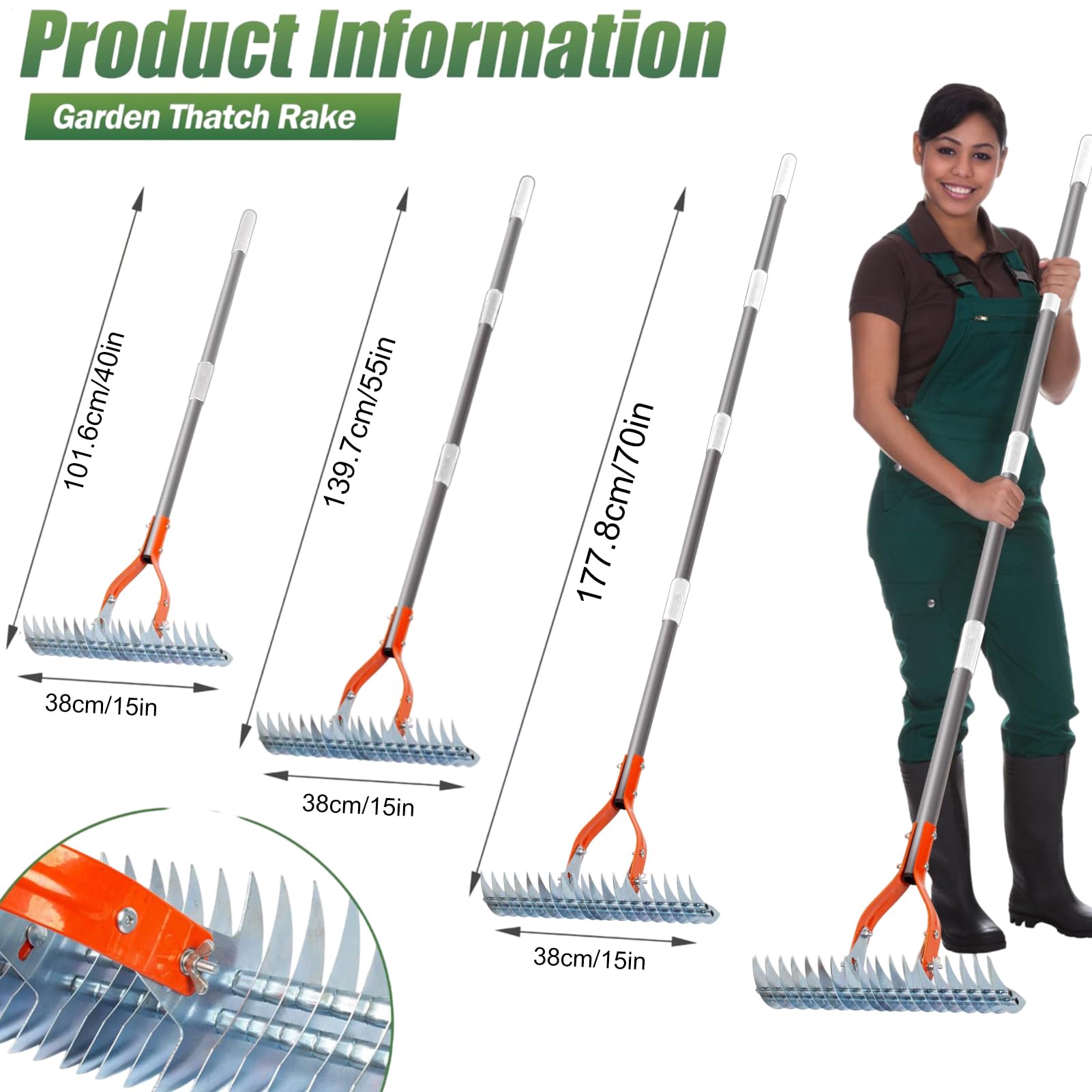 Herramienta de jardín de rastrillo de manos, Rake de paja de metal | Cultivador ergonómico de timón, herramientas de jardinería desmontables p
