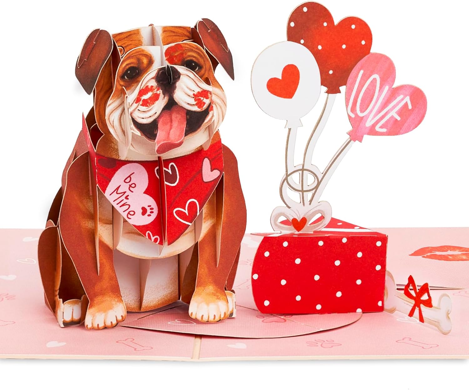 Valentine Pop Up Cards, English Bulldog, I Woof You, 3D Greeting Card, Gift for Mom, Godmother, Stepmom, Sister, Grandma, Mother in law, Aunt, Wife, 5x7 - Includes Envelope And Message Note