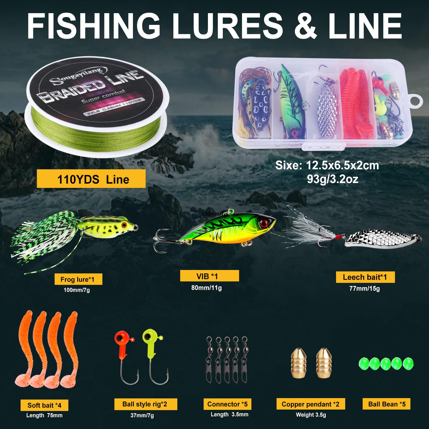 Sougayilang - Moulinet de Canne à pêche télescopique avec Canne à pêche en Fibre de Carbone et Accessoires de pêche - pour Voyage, océan, pêche en Eau Douce ou Eau salée