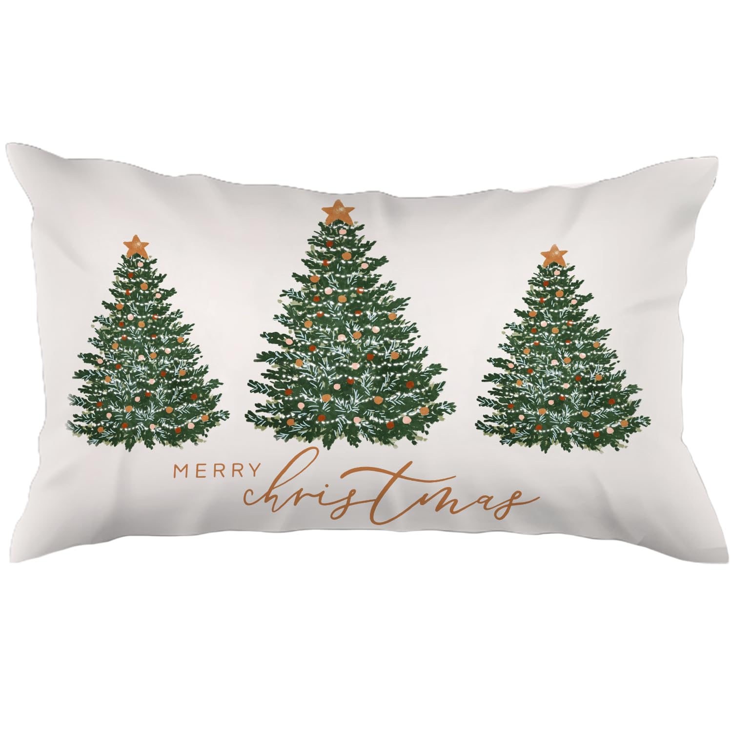 ZOFGUO Glitter Christmas Tree 12x20 Pillow Cover Merry Christmas Decor Holiday Winter Xmas Bauble Tree Decorative Lumbar Pillow
