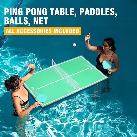 WOOWAVE Floating Ping Pong Table for Pool Party, Pool Ping Pong Table Floating for Swimming Pool Game, Floating Table Tennis Game for Summer Outdoor Fun Including Floating Table, Paddles, Balls, Net