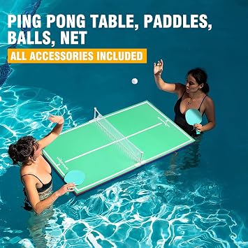 WOOWAVE Floating Ping Pong Table for Pool Party, Pool Ping Pong Table Floating for Swimming Pool Game, Floating Table Tennis Game for Summer Outdoor Fun Including Floating Table, Paddles, Balls, Net