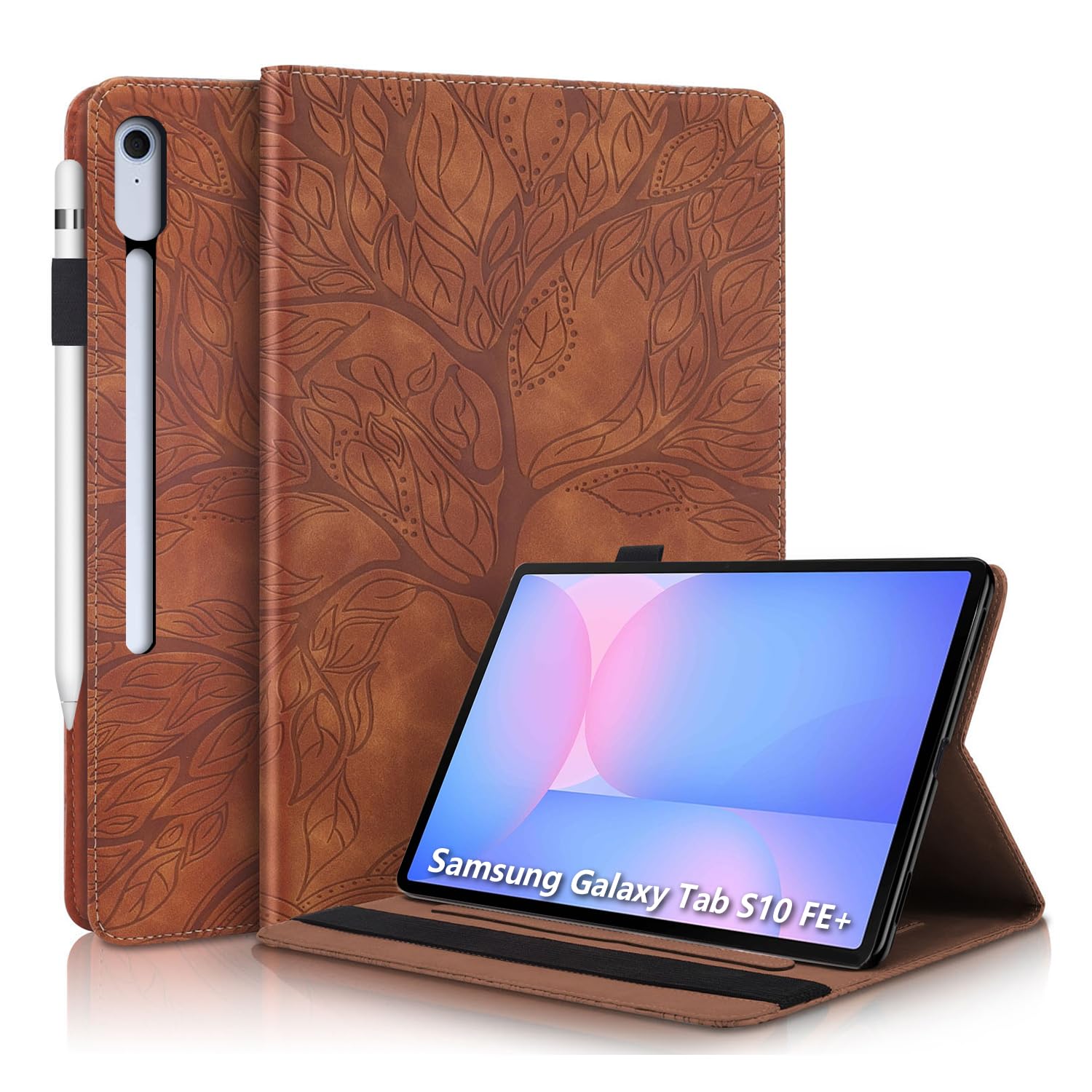 Succtopy Hülle für Samsung Galaxy Tab S10 FE+ 13.1 Zoll Folio Flip PU Leder Schutzhülle Tablet Hülle mit S Pen Halter und Standfunktion für Samsung Galaxy Tab S10 FE+ Plus 13.1" 2025 Braun