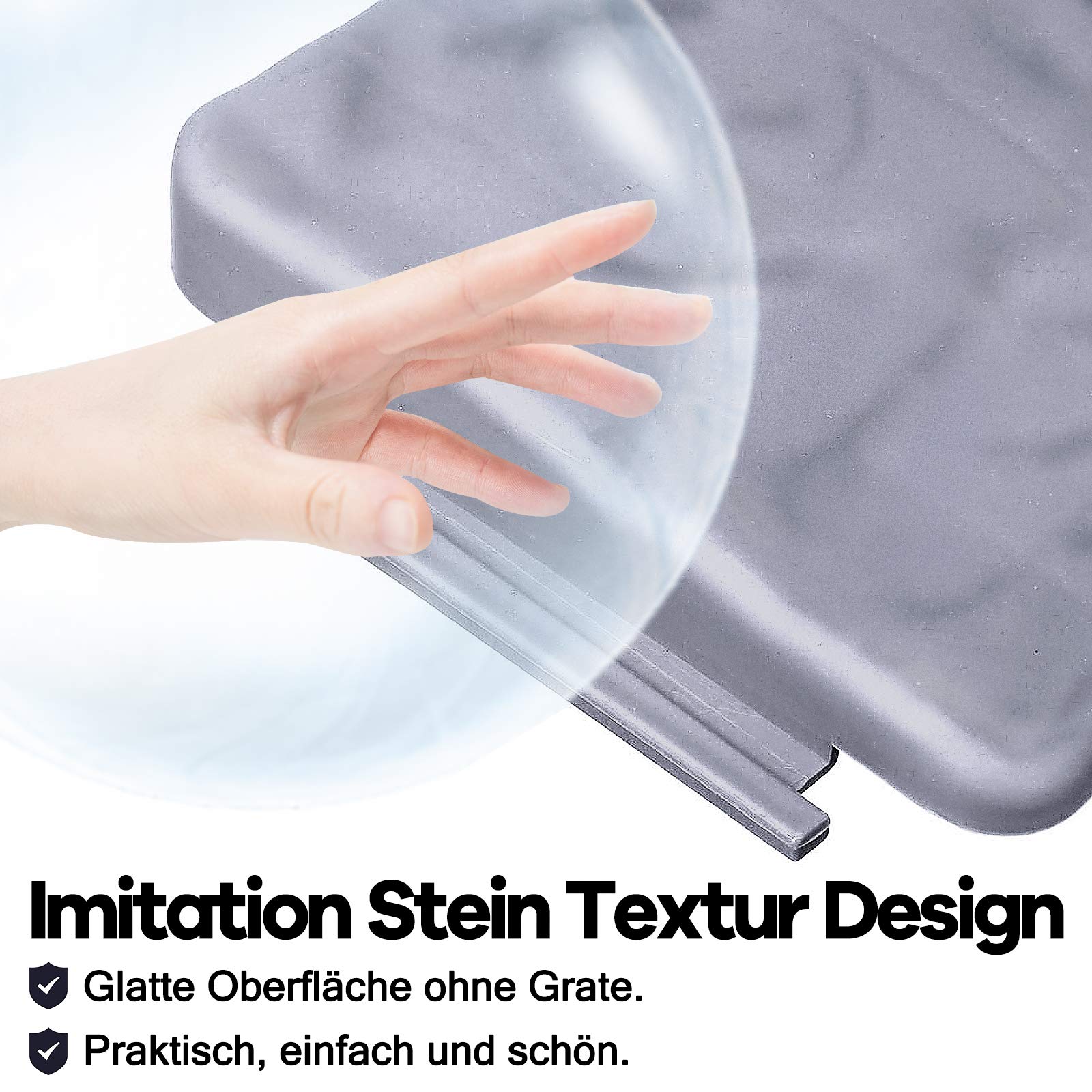 HENGMEI Bordo in Plastica Flessibile per Giardino Bordi per giardini effetto pietra 17,5m-70 Pezzi, 1 elemento (lunghezza x altezza): 25 cm x 23 cm, Grigio