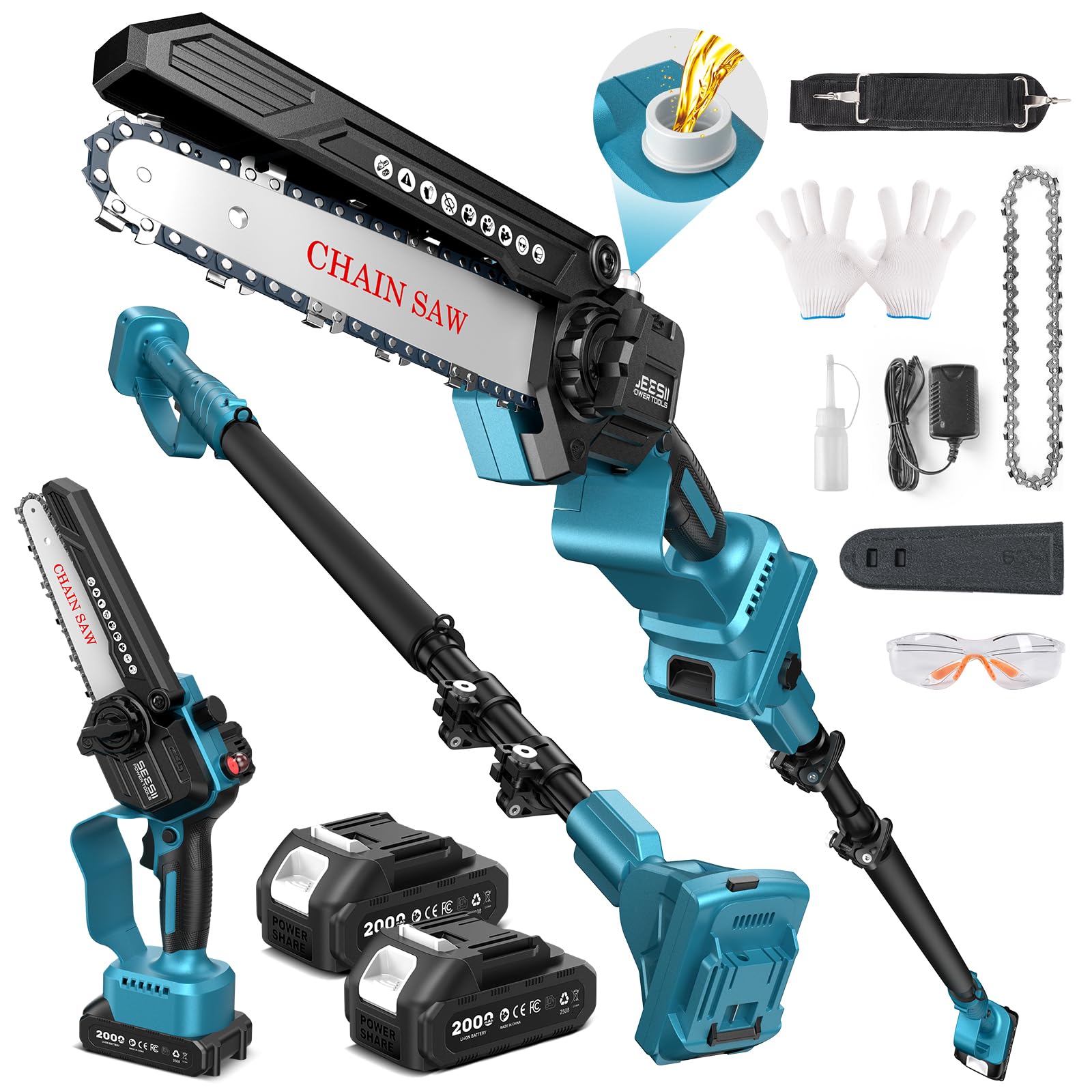 高枝チェーンソー 電動 6インチ 充電式 ハンディチェーンソー Amazon | SEESII 高枝チェーンソー 電動 6インチ 充電式 ハンディ