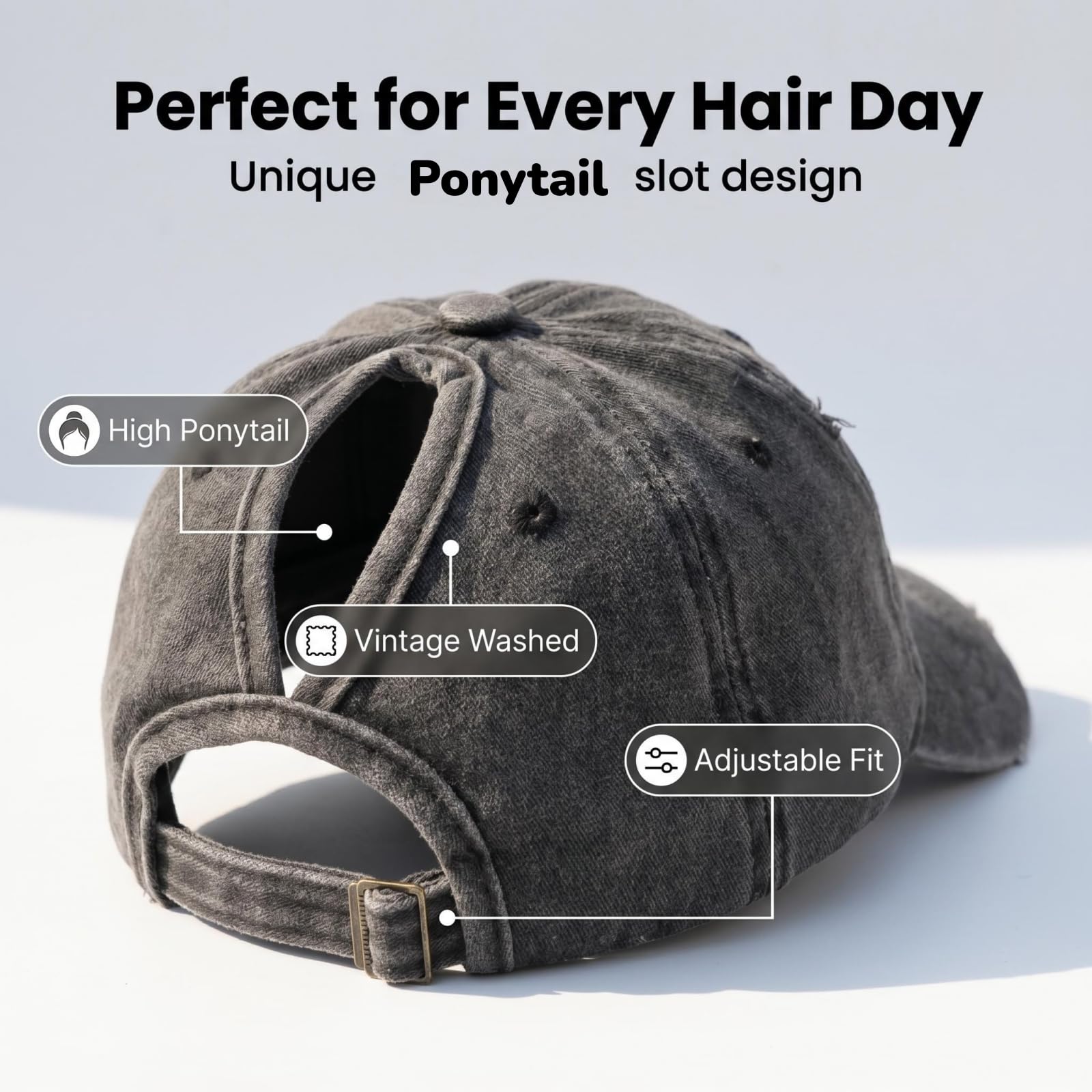 ProMindFun Casquette de baseball réglable pour femme et fille, compatible avec queue de cheval et chignon - Motif camouflage