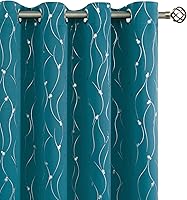 Vista 139 de BGment Room Darkening Curtains 95 Inches Long, Grommet Thermal Insulated Blackout Curtains with Wave Line and Dots Printed for Bedroom, 2 Panels