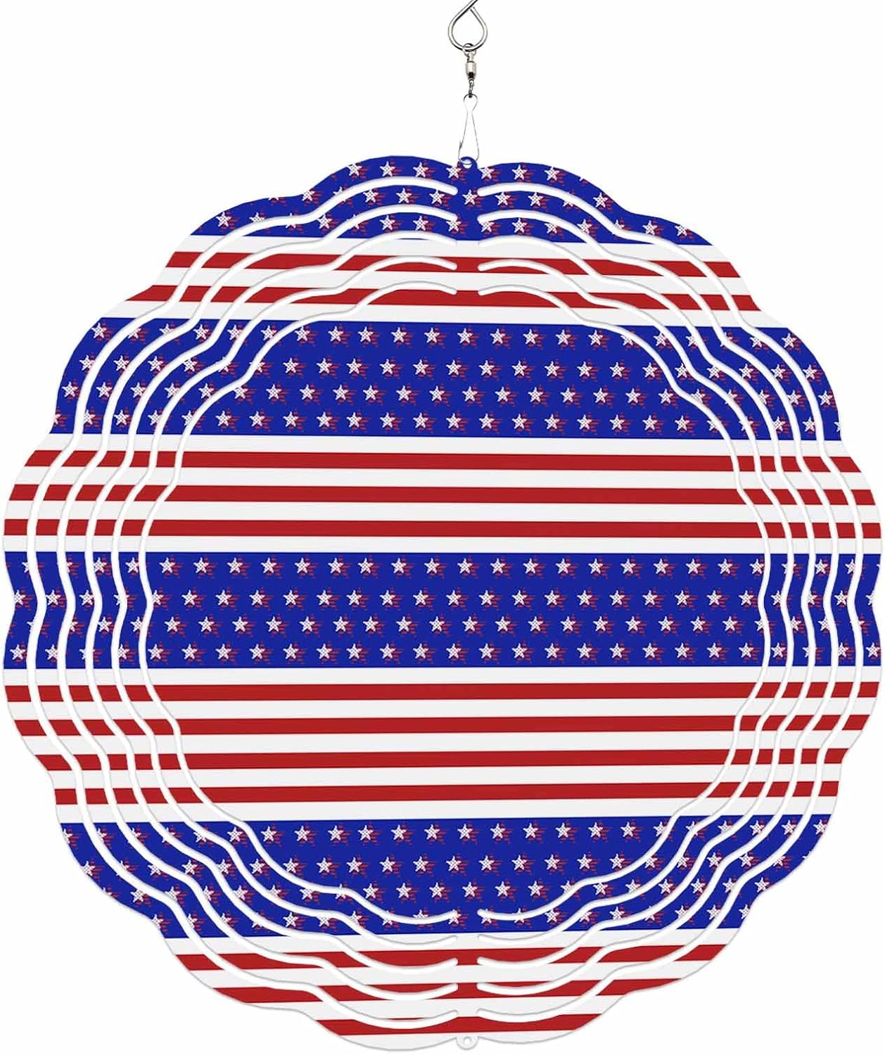 Independence Day Stars and Stripes Wind Spinner for Garden Yard 3D Stainless Steel Hanging Wind Spinners, Patriotic American Flag Spinners Outdoor Metal Decor for Lawn Patio Home