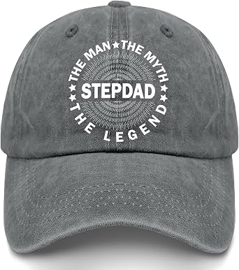 Stepdad The Man The Myth The Legend Family Printed Lettering Baseball Cap for Men Family Gathering & BBQ