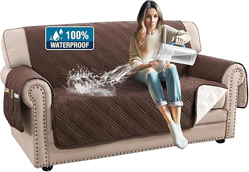 Miniatura 37 de H.VERSAILTEX Fundas de sofá 100% impermeables para mascotas, fundas deslizantes modernas para sofás/sofás, funda de sofá gruesa y suave lavable