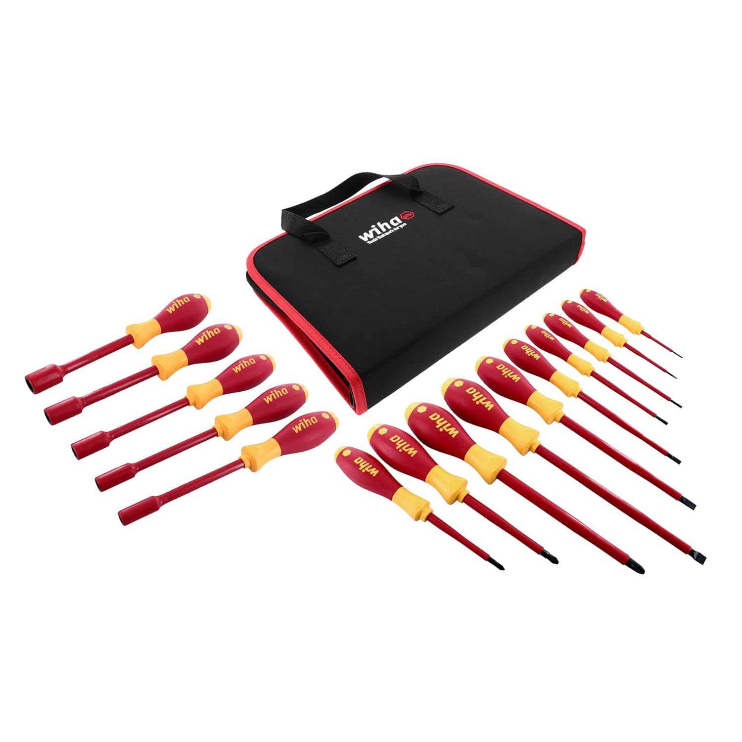 Wiha 32190 Slotted, Phillips and Inch Insulated Screwdriver Set, 1000 Volt, 15 Piece