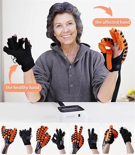 Miniatura 5 de Guantes de robot de rehabilitación para recuperación de accidentes cerebrovasculares, dispositivo de entrenamiento de dedos de doble mano para