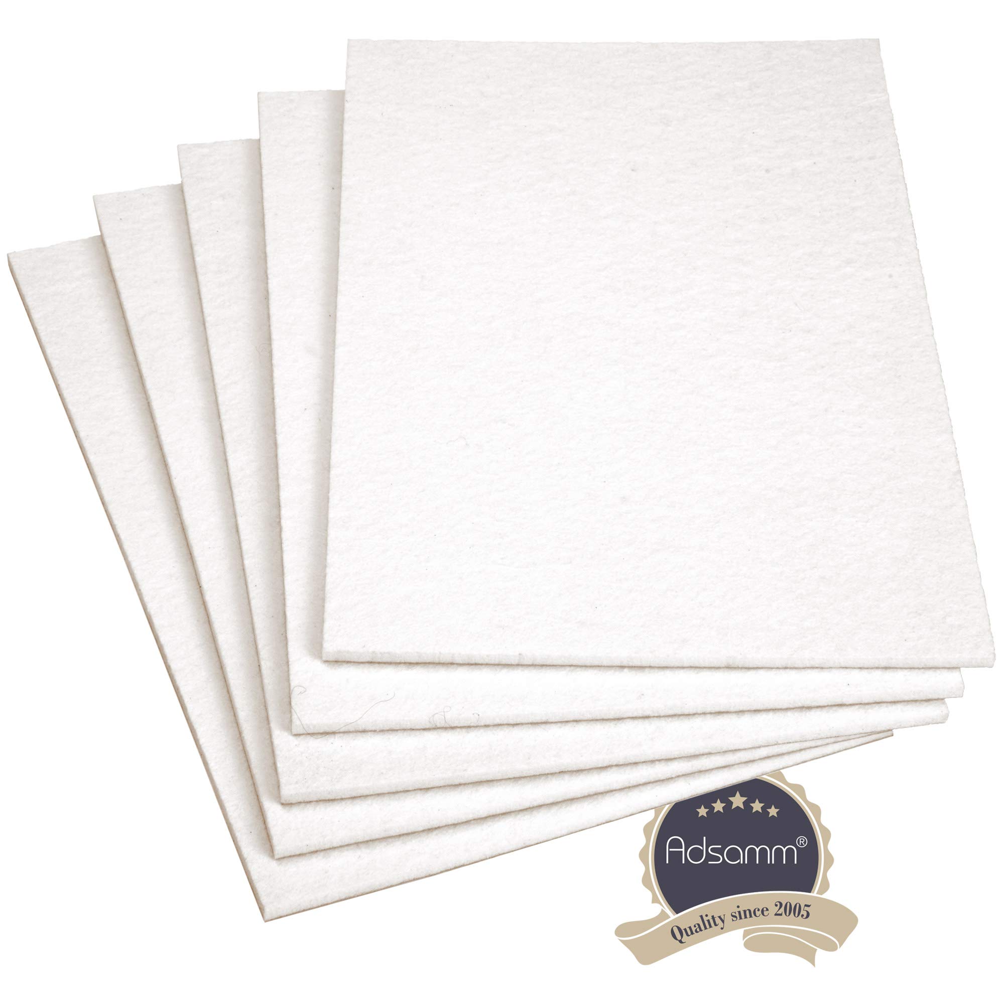 Adsamm® / 5 x Selbstklebende Filzgleiter/Weiß / 200x300 mm/Rechteckig/Möbelgleiter aus Filz mit 5.5 mm Stärke/Möbel- und Bodengleiter