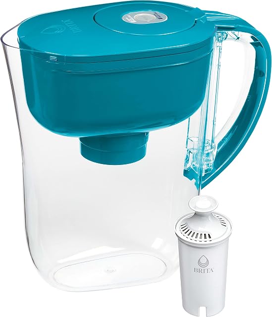 Brita Water Filter Pitcher for Tap and Drinking Water with 1 Standard Filter, Lasts 2 Months, 6-Cup Capacity, BPA Free, Turquoise