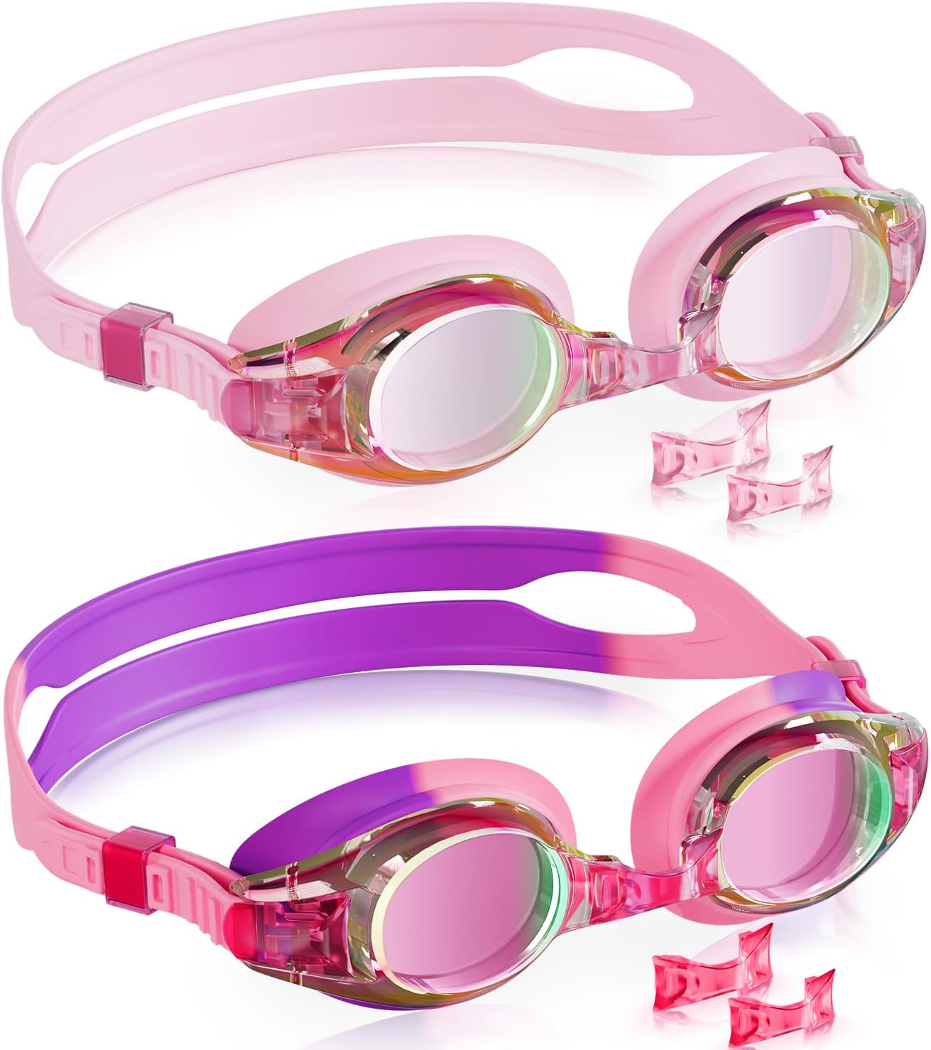 2 Pack Kids Goggles, Swimming Goggles for Kids Age 4-16 Boys and Girls Youth, Anti-Fog Waterproof Anti-UV Pool Goggles