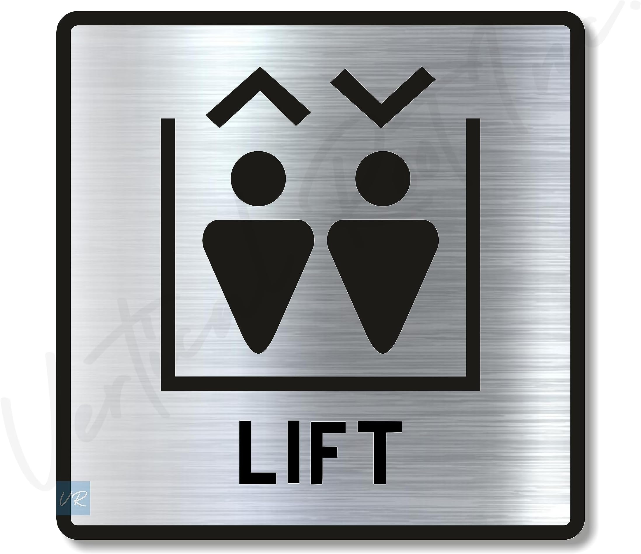 LIFT SIGN Sign/Sticker Premium Black Silver/Steel Acrylic Signage. Self Adhesive Tape (3M). Elevator Signage for Modern Interiors, Offices, Hotels, Mall, Apartments, etc.