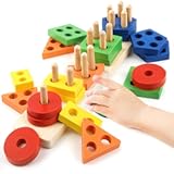Montessori Toys for 1 2 3 Year Old Girls Boys&comma; Wooden Sensory Toys for 1-3 Year Old Birthday Gifts&comma; Education Toddler Puzzles Toddler Easter Basket Stuffers Learning Toy Activities Puzzles Ages 1-3