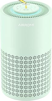 AIRROMI Air Purifier for Bedroom with True H13 HEPA 3-in-1 Filters, Pet Air Purifiers for Home Cat Pee Smell, Covers Up to 990 Ft², Quiet 360° intake Air Cleaner for Allergies Dust Smoke Odor Green