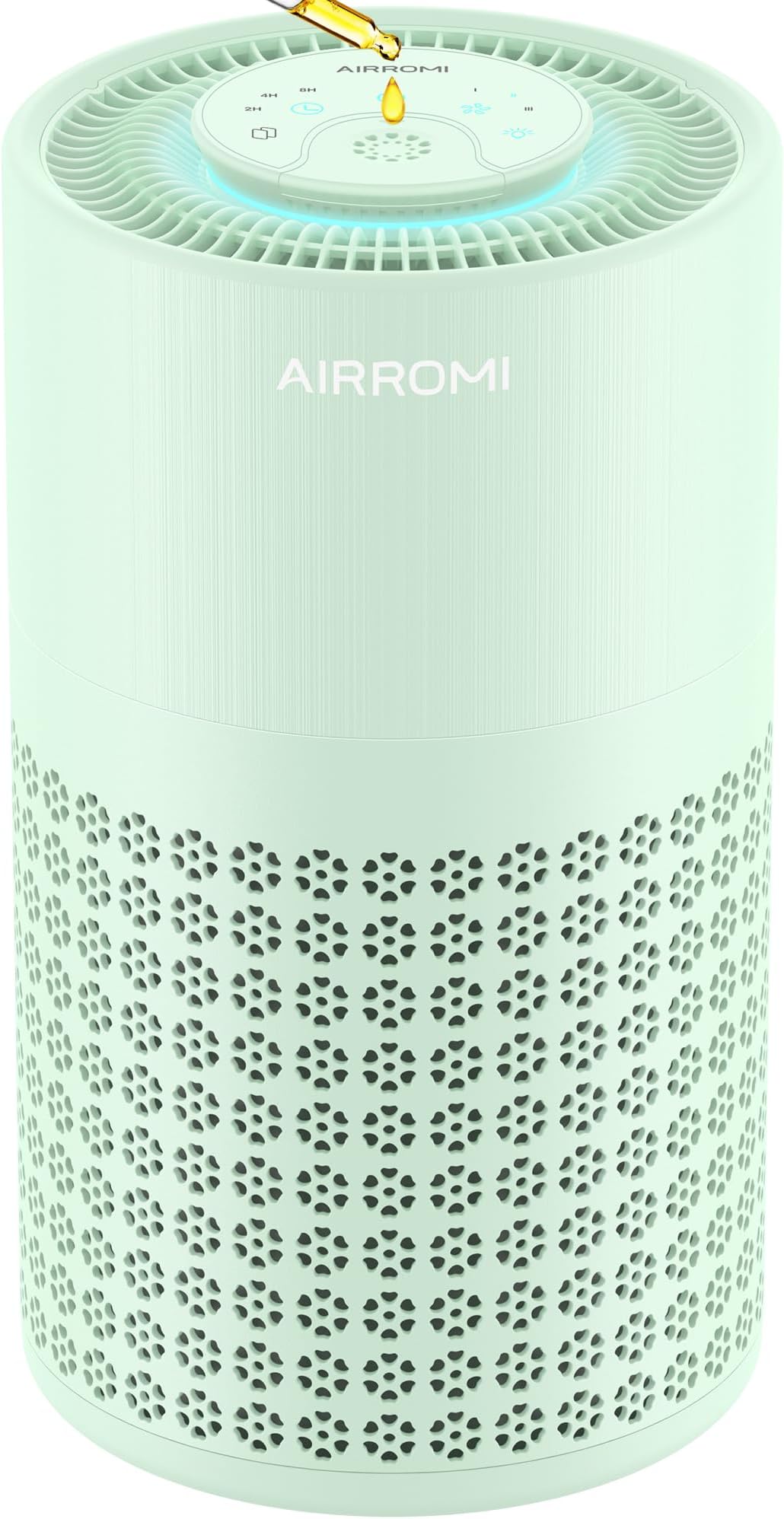 AIRROMI Air Purifier for Bedroom with True H13 HEPA 3-in-1 Filters, Pet Air Purifiers for Home Cat Pee Smell, Covers Up to 990 Ft², Quiet 360° intake Air Cleaner for Allergies Dust Smoke Odor Green