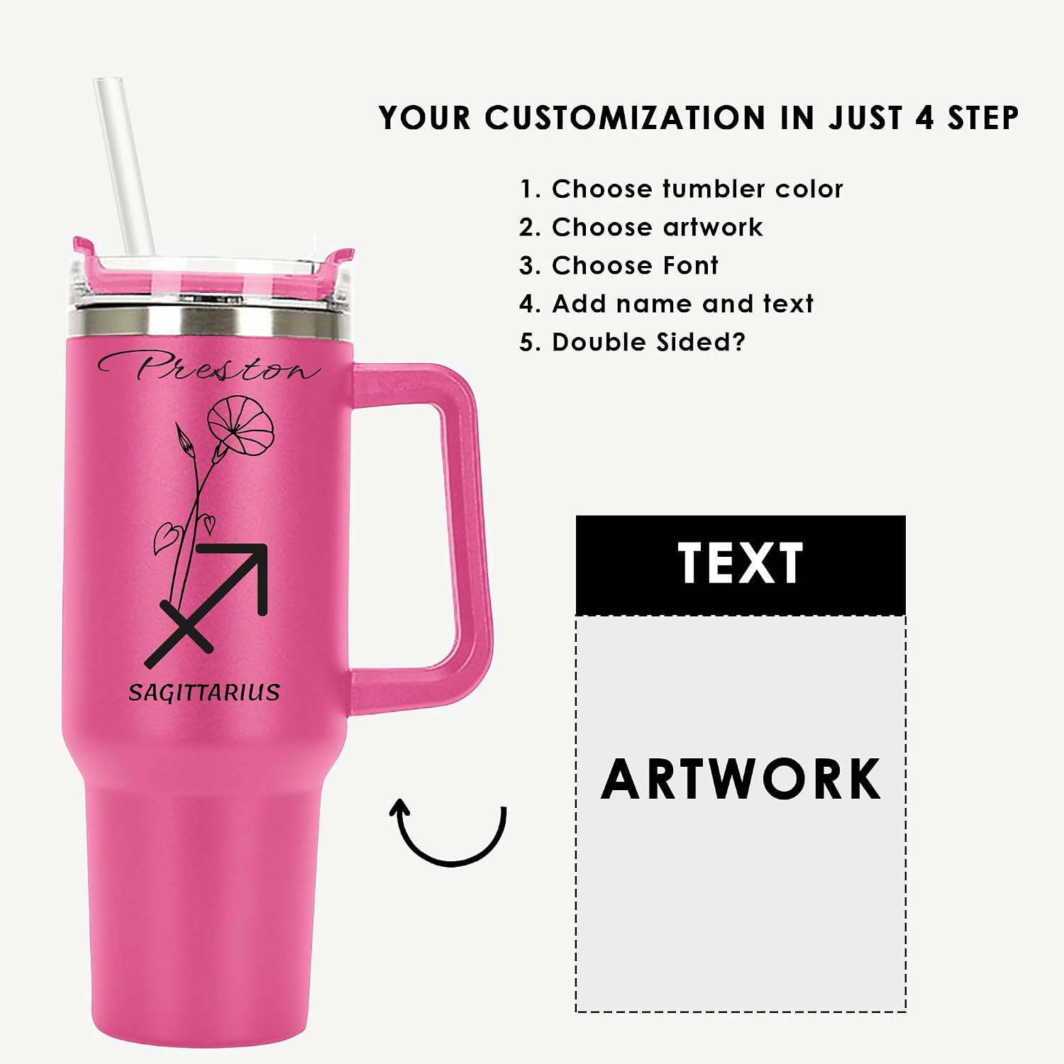 Astrology Personalized Tumbler 40 oz Laser Engraved, Insulated Cup with Handle, Lid and Straw,Stainless Steel Large Tumbler, Vacuum Insulated,Birthday Gifts, Zodiac Signs with Constellations, Aquarius
