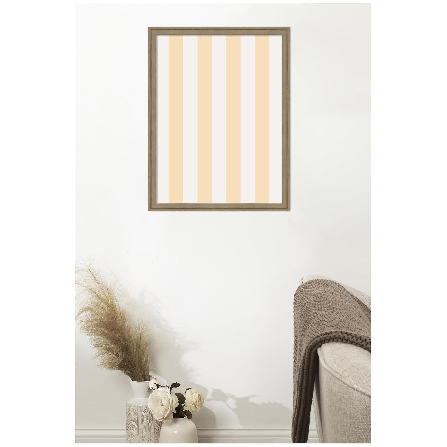 Kate and Laurel Framed Fabric Pinboard 20 x 26, Printed Linen Classic Bulletin Board for Use as a Vision Board or Wall Organization, Florence Light Brown Frame