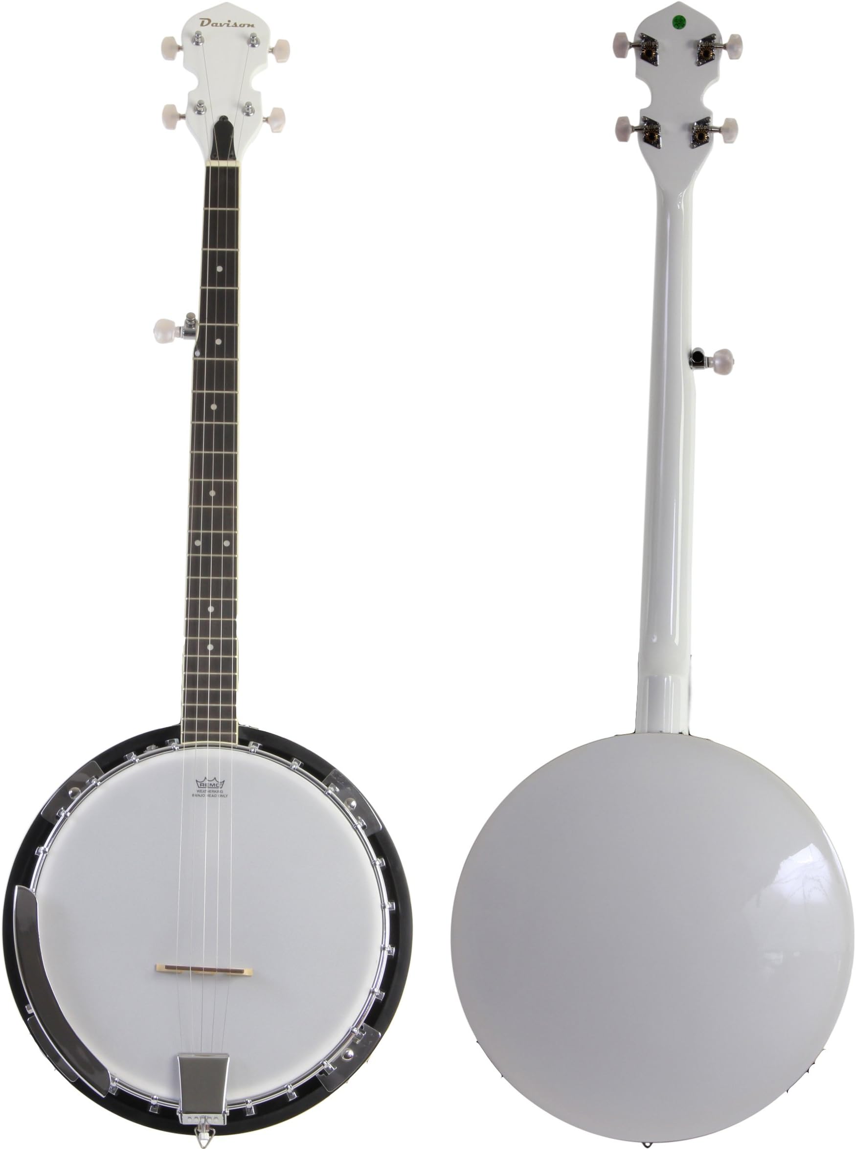 White Jameson 5 String Banjo with Closed Back and Geared 5th Tuner (BJ005 WHT)