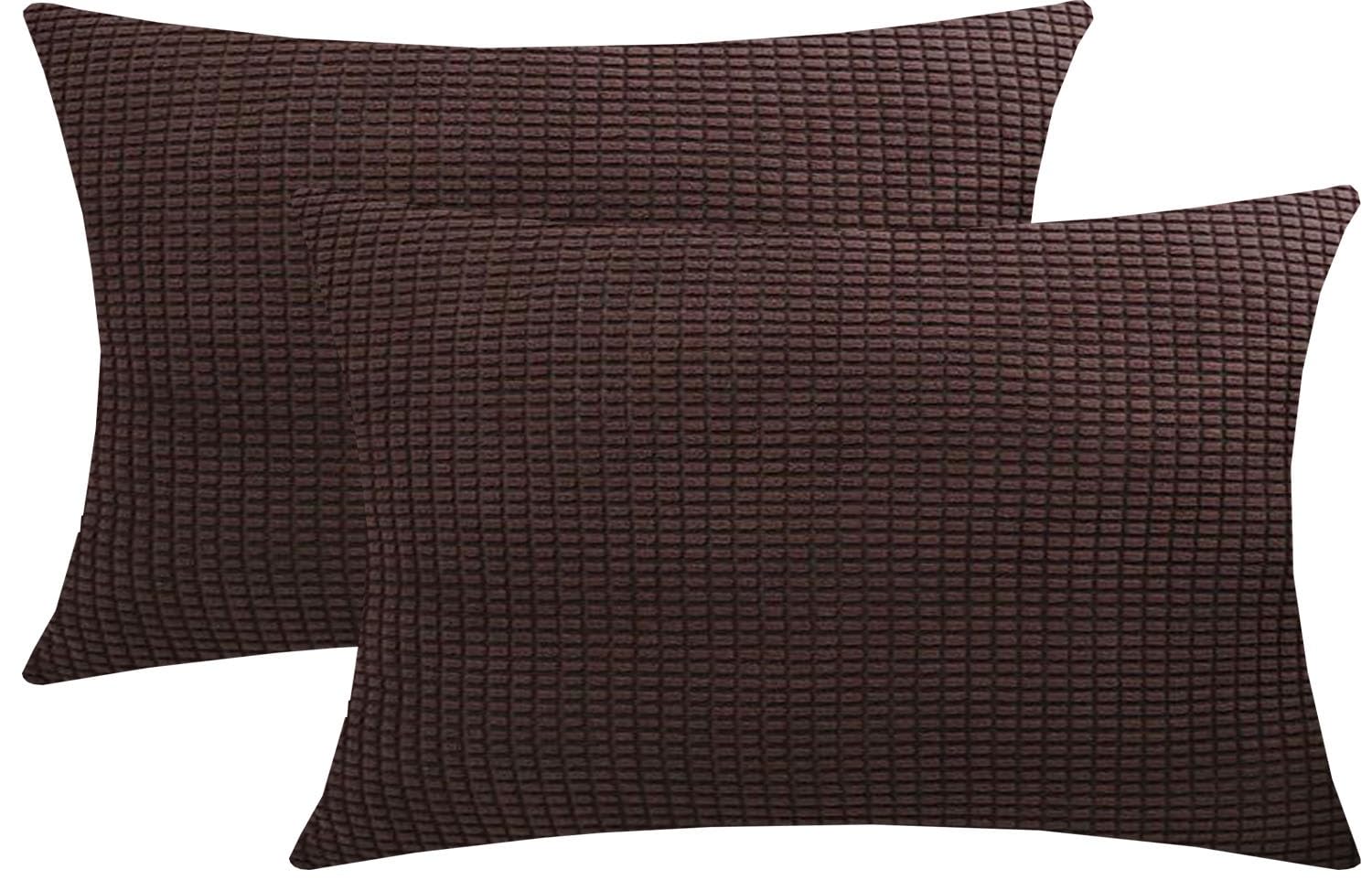 Cushion Covers Pack of 2 Large Decorative Square Throw Pillow Case Green/Brown/Grey/Blue for Sofa Living Room Couch,Rectangle Pillowcase Covers with Invisible Zipper(Dark brown,55x40cm (Set of 2 ))