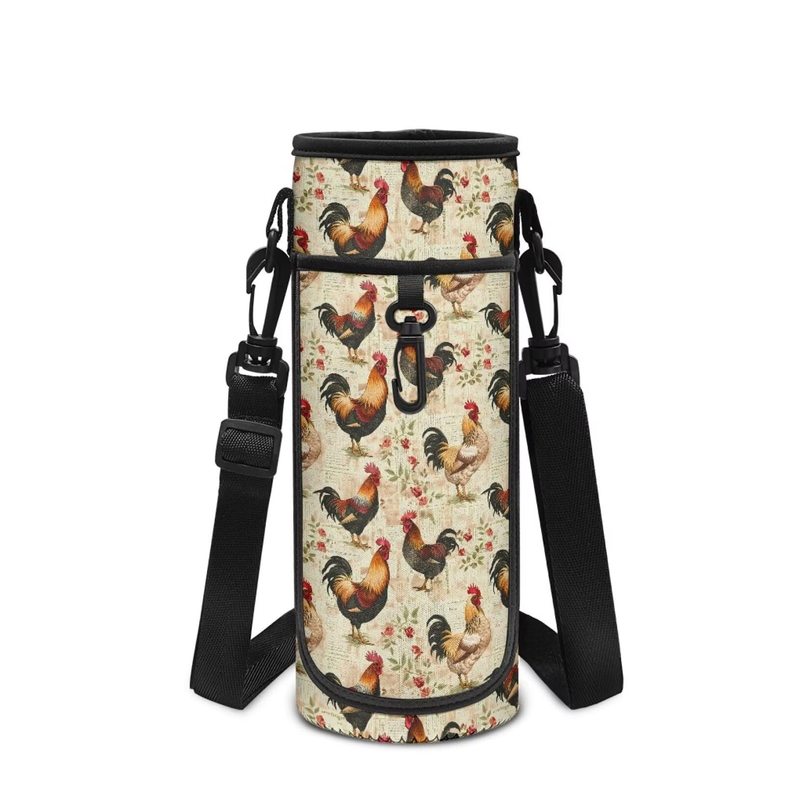 Showudesigns Chicken Water Bottle Carrier Bag Boys Girls Water Bottle Holder with Strap Sling Neoprene Sleeve Pouch for Steel/Glass/Plastic Bottles Sports Accessories — image 1