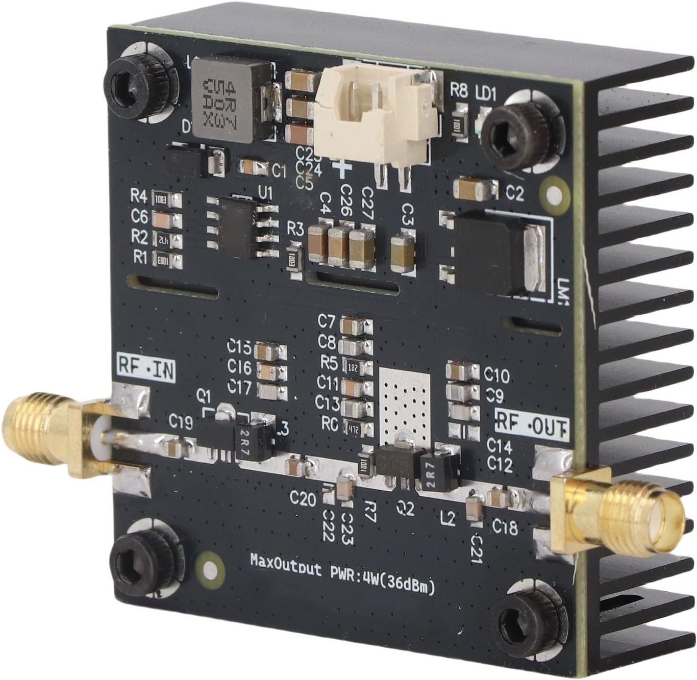 ciciglow HF Power Amplifier, RF Power Amplifier Module Radio Frequency VHF UHF 0.5-800MHz 40dB Gain 15W with Wide Input Voltage Range for Short Wave FM Broadcasting