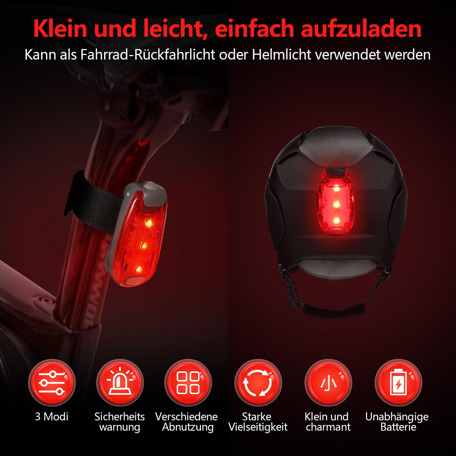 Aicharynic Luce lampeggiante a LED, luce di sicurezza, 2 pezzi, lampeggiante, per la scuola, per zaini, per cani, alpinisti
