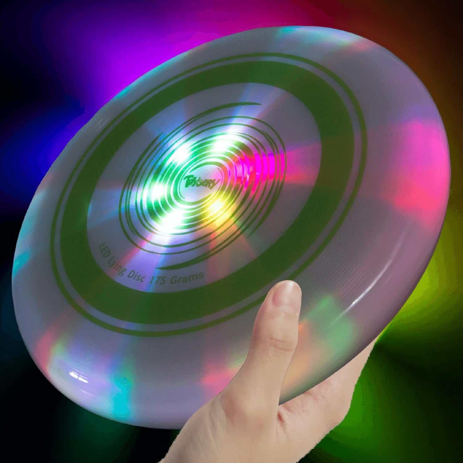 Toysery Flying Disc LED Light Up Frisbee, Glow in The