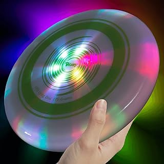 Toysery LED Light Up Flying Disc - Glow in The Dark Party Supplies for Kids - Ultimate Fresbee Light Up Adventure for Day and Night - Ideal Camping Gift Glow in The Dark Fresbees for Adults