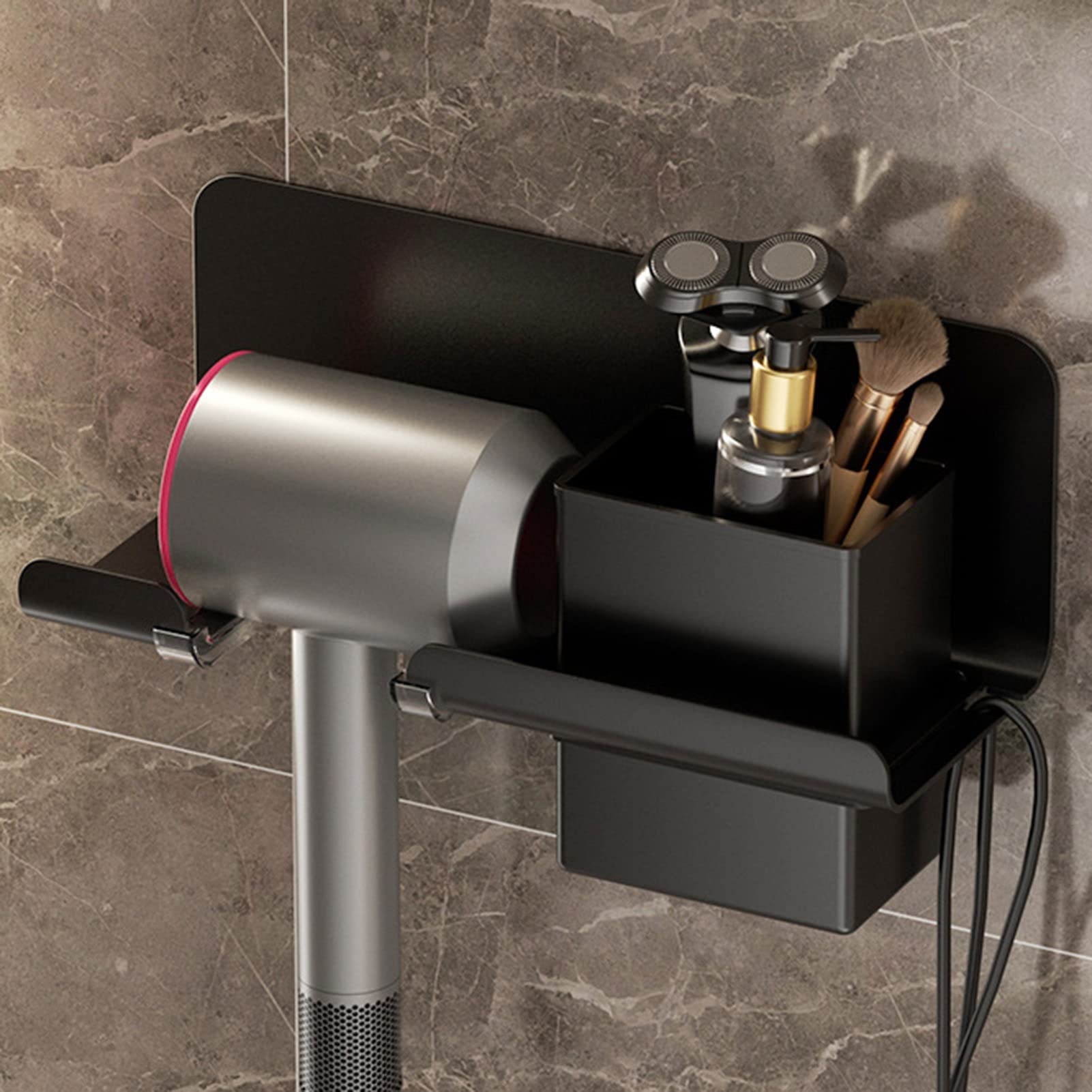 Soporte de secador de pelo de aluminio, espacio montado en la pared