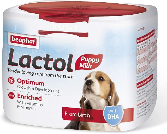 Beaphar | Lactol Puppy Milk | Milk Replacer | Complete Feed for Newborn & Weaning Puppies | DHA | Vitamins & Minerals | Hand Rearing | For Puppies from Birth | 250g