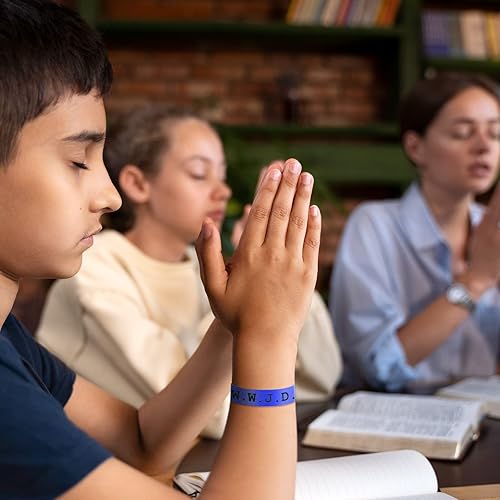 Miniatura 4 de Long tiantian 152530 pulseras WWJD What Would Jesus Do para mujeres, pulseras cristianas religiosas, paquete de pulseras de tela de Jesús para