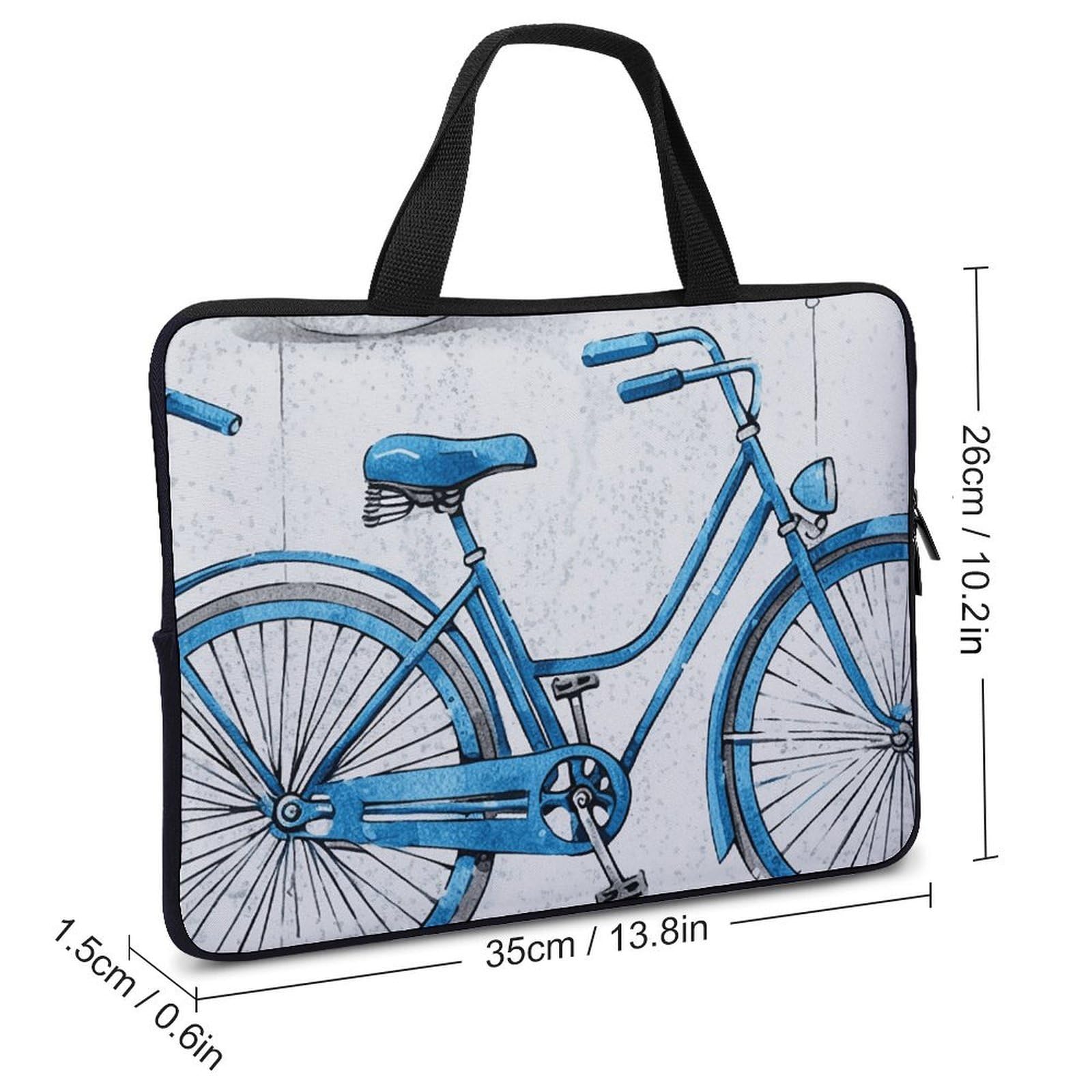 Blu Bicicletta Laptop Sleeve Ultra-sottile, impermeabile, 13 pollice Laptop Borse, Portatile Protettivo Computer Bag con Cinghia da Mano