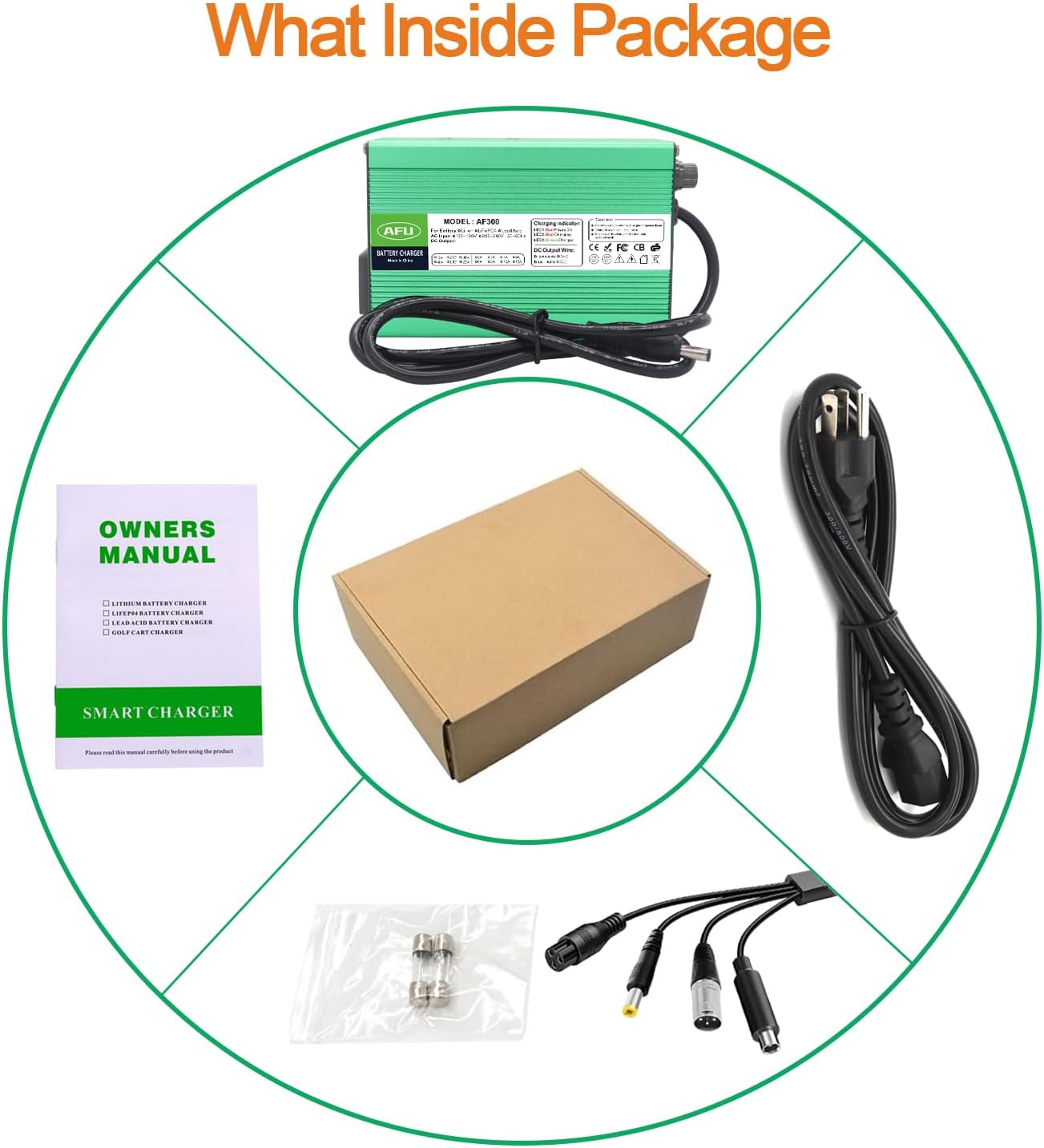 42V 5A(with Multiple Output Heads) 10S Li-ion Battery 36V Charger Lithium ion Battery Smart Charger DC Output DC5.5 * 2.1mm/DC5.5 * 2.5mm Plug