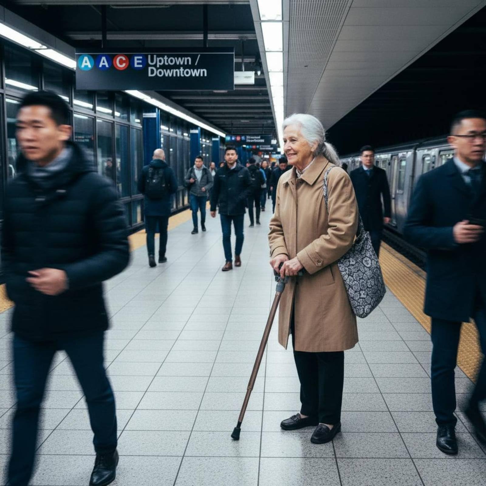 Bastone da Passeggio Poltroncina Pieghevole Sgabello Ausilio Portatile per Mobilità Struttura Leggera Applicabile a Parco Casa Autobus