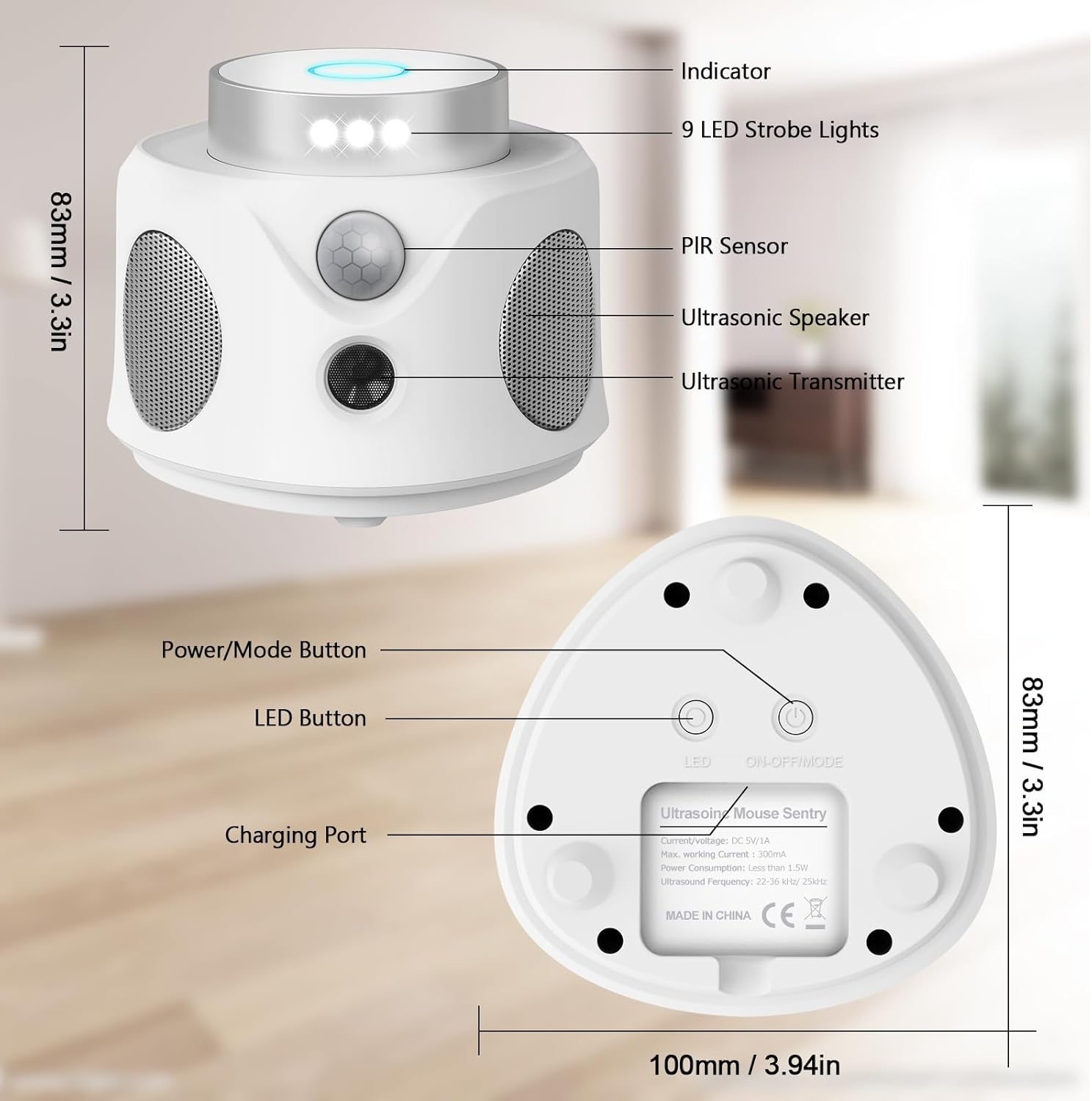 Mouse Repellent Ultrasonic, 360° Mice Repellent Indoor Rat Deterrent Get Rid of Mice with LED Lights, Squirrel Rodent Repellent for Attic Houses Barns Garage Basement RV - Image 9