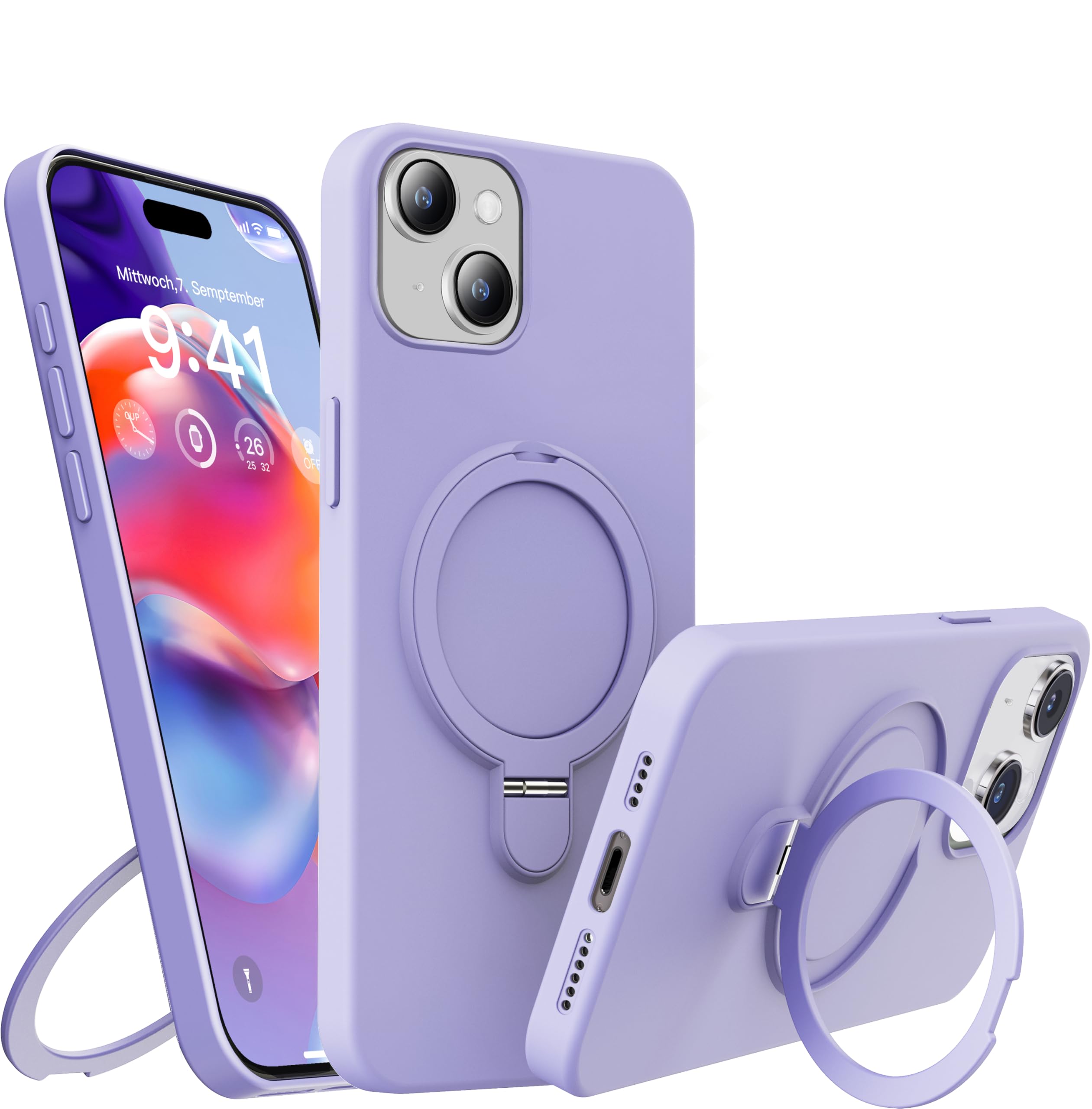 Coque iPhone 14 violet clair avec support pour appels vidéo de bureau - 7