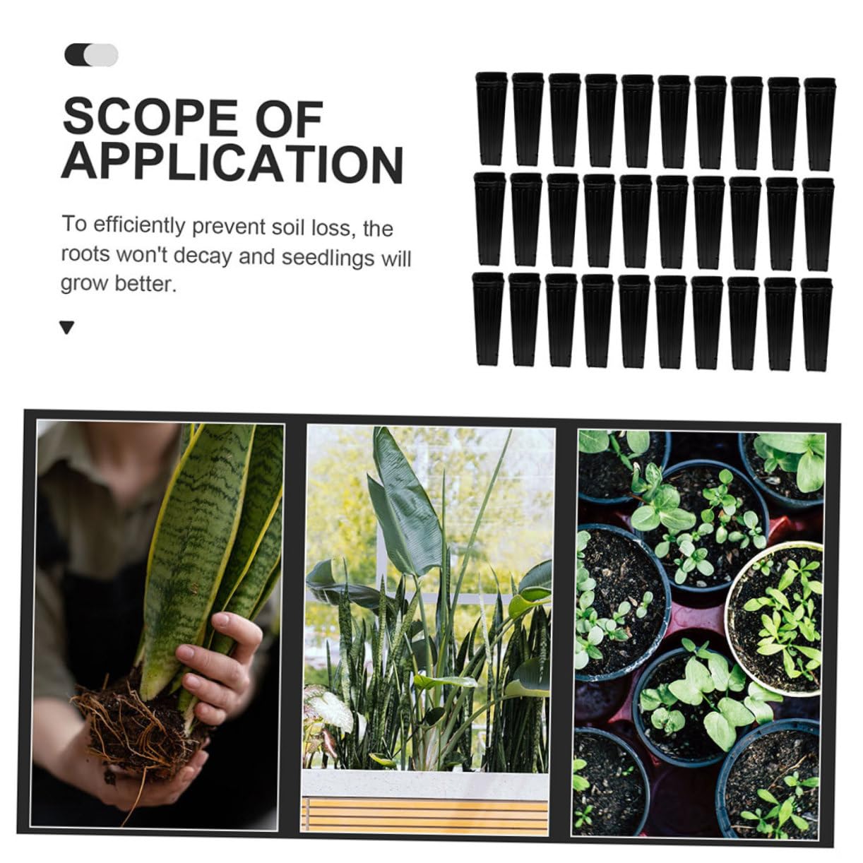 BESPORTBLE Macetas para Plantas 60piezas Copa de Cultivo de Plantas Negro 30X10X10Cm Protección de Permeabilidad al Agua Adecuado para Árboles y Hortalizas