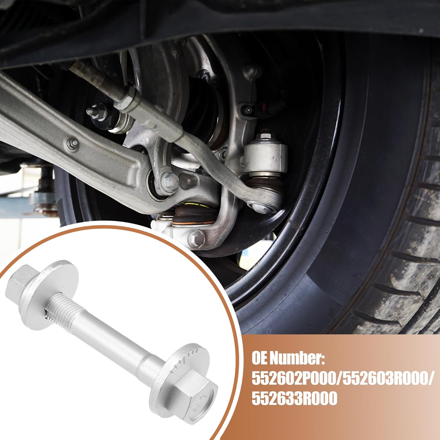 uxcell Car Camber Adjusting Eccentric Bolts Lockout Kit Suspension Control Arm Repair Bolt for Hyundai Tucson 2010-2023 No.552602P000/552603R000 2 Set