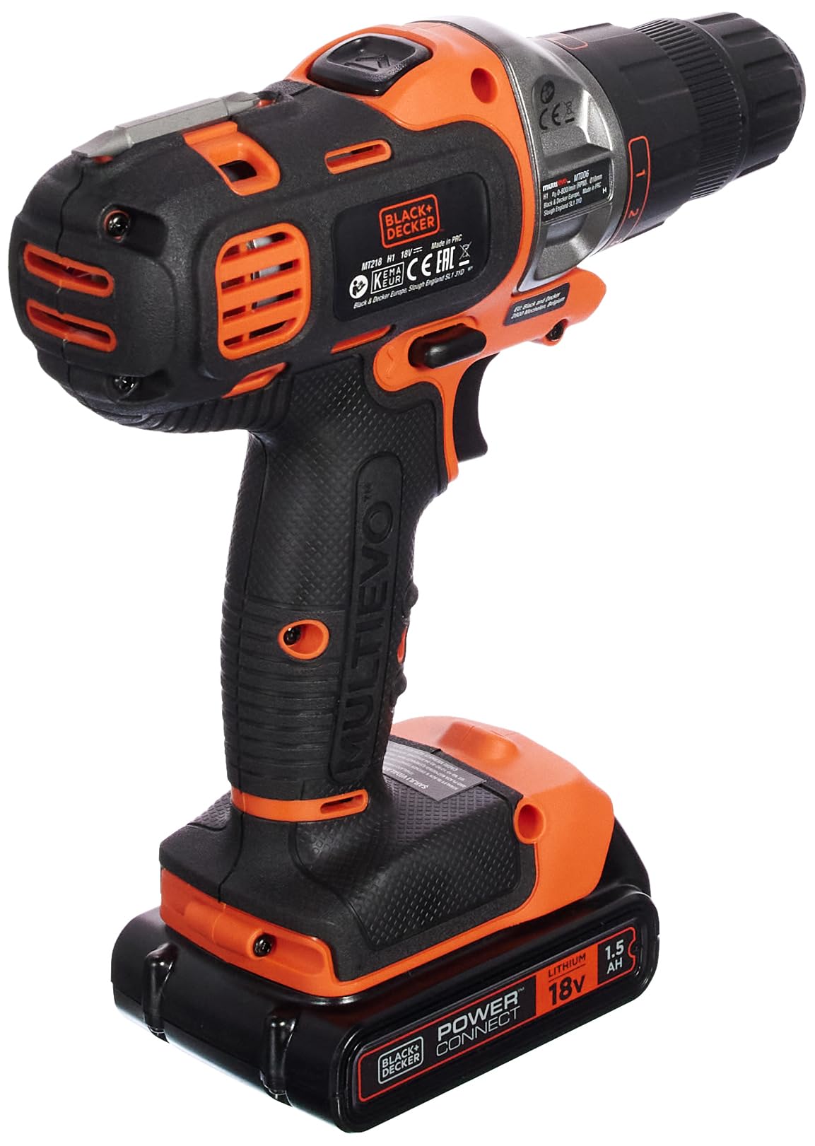 BLACK+DECKER MT218KB Taladro atornillador Multievo 18V con cabezal adaptado a multiherramientas
