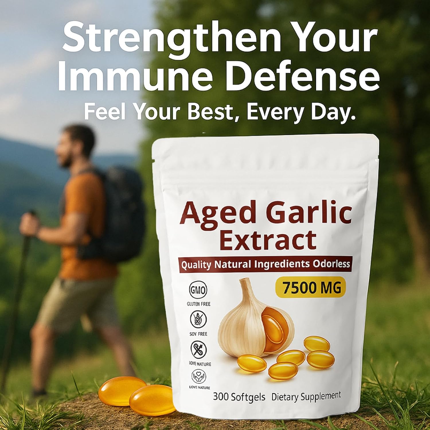 Elare Aged Garlic Extract, 7500mg Organic Garlic Capsules Supplement, Potent Heart & Immune Support Supplement, Non-GMO, Odorless Formula, 300 Softgels (1) - Image 7